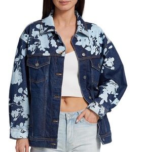 7 for All Man Kind Floral Easy Trucker Jean Jacket